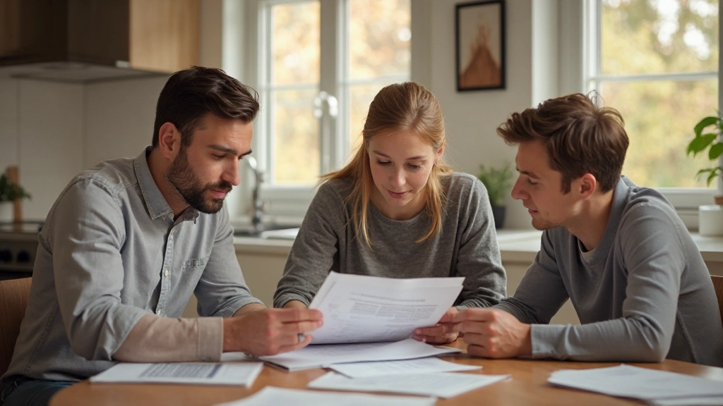Familie bespreekt financiële planning rond keukentafel met documenten