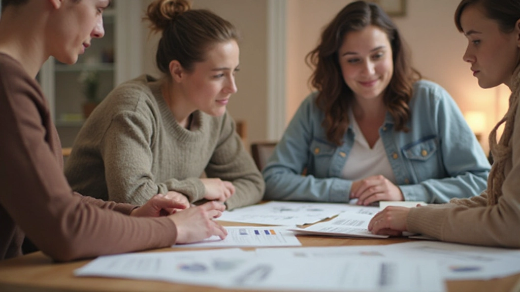 Familie die samen aan tafel financiële doelen bespreekt en plant