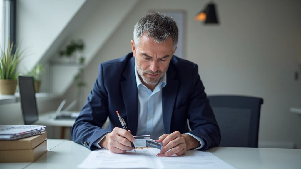 Professioneel persoon analyseert maandelijkse creditcardafschriften
